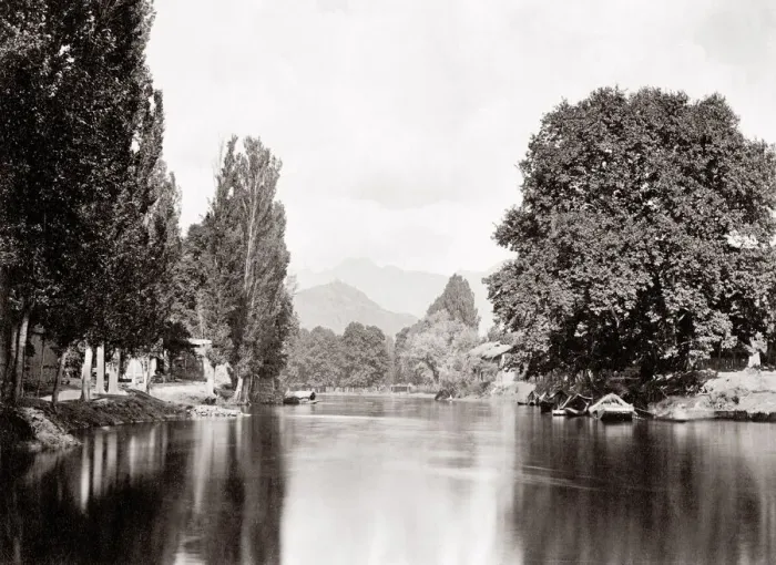 Framed Print : c. 1880s India - river scene Kashmir, Burke studio Framed Print : c. 1880s India - river scene Kashmir, Burke studio