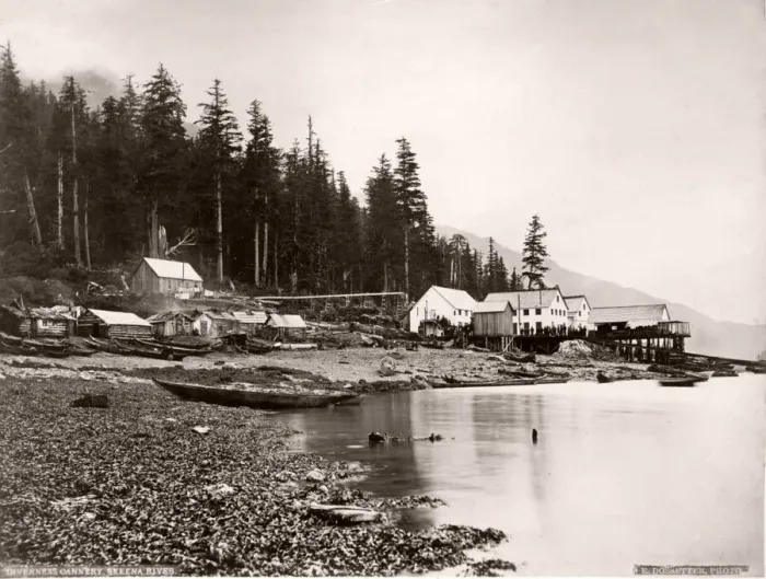 Framed Print : c. 1880s Inverness fish cannery, Keena River, BC Canada Framed Print : c. 1880s Inverness fish cannery, Keena River, BC Canada