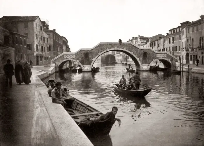Framed Print : c. 1880s Italy - three arch bridge San Giobbe canal Framed Print : c. 1880s Italy - three arch bridge San Giobbe canal