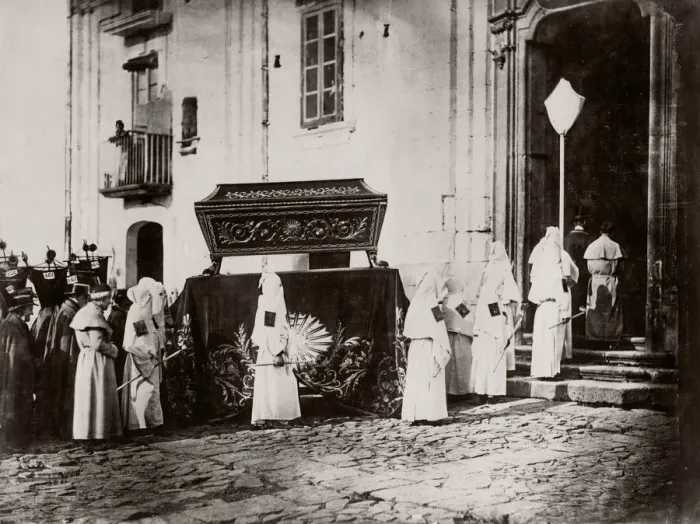 Framed Print : c. 1880s Italy - Brotherhood of Mercy - funeral Framed Print : c. 1880s Italy - Brotherhood of Mercy - funeral