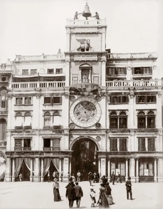 Framed Print : c. 1880s Italy - clock tower in St Marks Square Venice Framed Print : c. 1880s Italy - clock tower in St Marks Square Venice