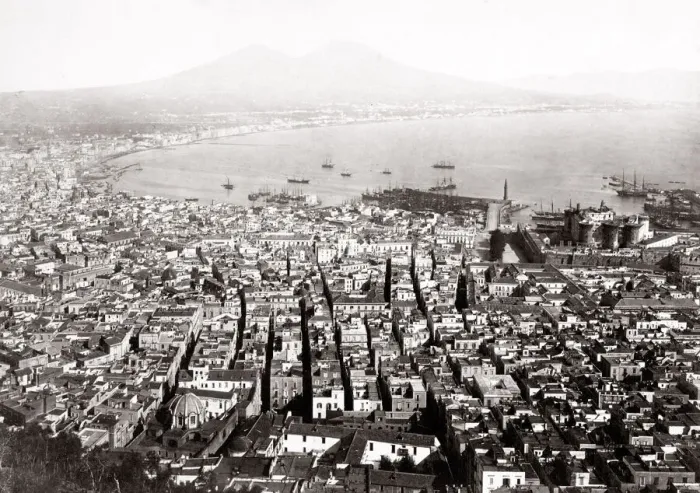 Framed Print : c. 1880s Italy Naples city, Mediterranean and Mount Vesuvius Framed Print : c. 1880s Italy Naples city, Mediterranean and Mount Vesuvius