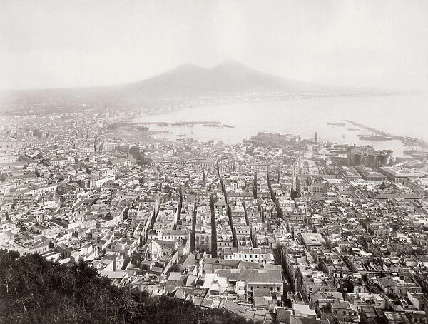 c. 1880s Italy - Naples Napoli towards Mount Vesuvius