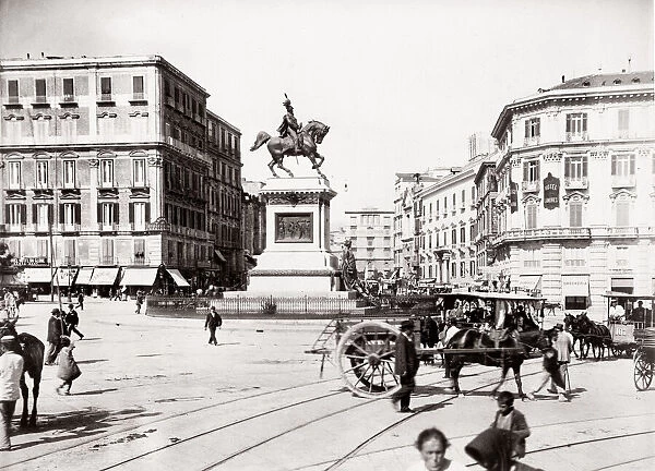 c. 1880s Italy - Naples Napoli Piazza Municipo
