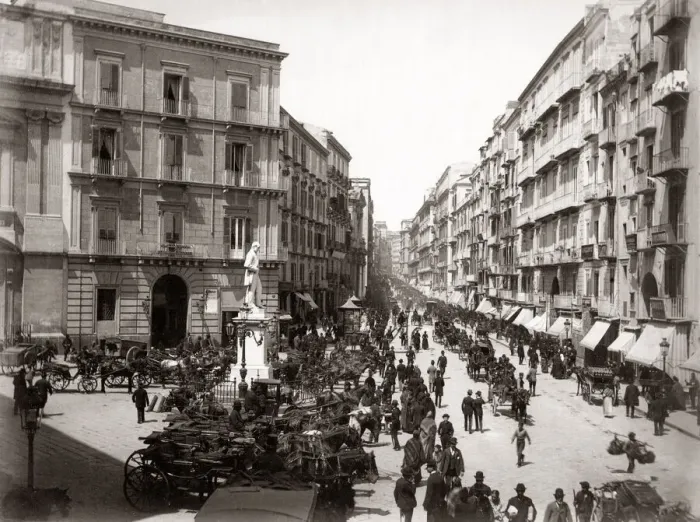 Framed Print : c. 1880s Italy Naples Napoli - Via Roma Framed Print : c. 1880s Italy Naples Napoli - Via Roma