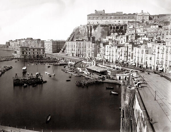 c. 1880s Italy Naples Napoli - S. Lucia harbour and boats