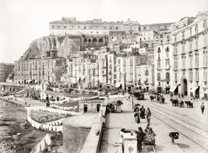 Framed Print : c. 1880s Italy - Naples Napoli - Strada di Santa Lucia Framed Print : c. 1880s Italy - Naples Napoli - Strada di Santa Lucia