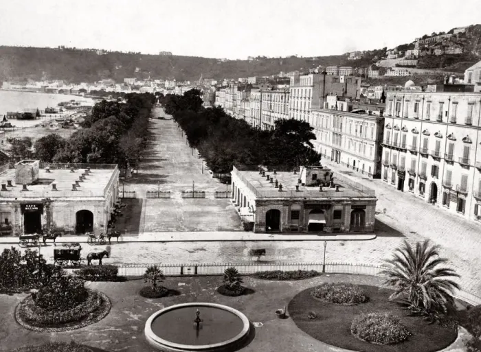 Framed Print : c. 1880s Italy Naples - seafront and Villa Natzionale Framed Print : c. 1880s Italy Naples - seafront and Villa Natzionale