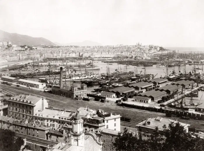 Framed Print : c. 1880s Italy - Port of Genoa Genova Framed Print : c. 1880s Italy - Port of Genoa Genova