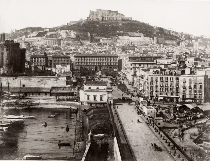 Framed Print : c. 1880s Italy - ships in the harbour at Naples Napoli Framed Print : c. 1880s Italy - ships in the harbour at Naples Napoli