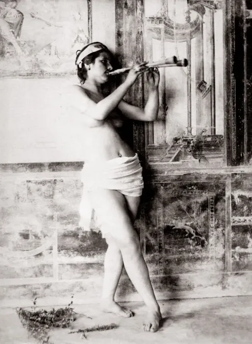 Framed Print : c. 1880s Italy Sicily - girl playing a musical instrument Framed Print : c. 1880s Italy Sicily - girl playing a musical instrument
