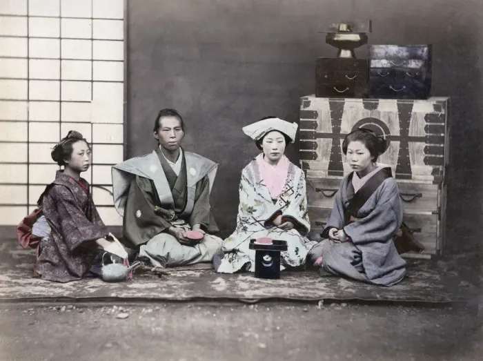 Framed Print : c. 1880s Japan - bride and groom, Japanese marriage Framed Print : c. 1880s Japan - bride and groom, Japanese marriage
