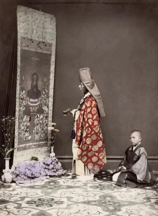 Framed Print : c. 1880s Japan - Buddhist priest Framed Print : c. 1880s Japan - Buddhist priest