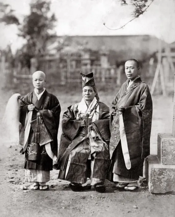 Framed Print : c. 1880s Japan - Buddhist priests Framed Print : c. 1880s Japan - Buddhist priests