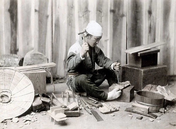 c. 1880s Japan - carpenter at work