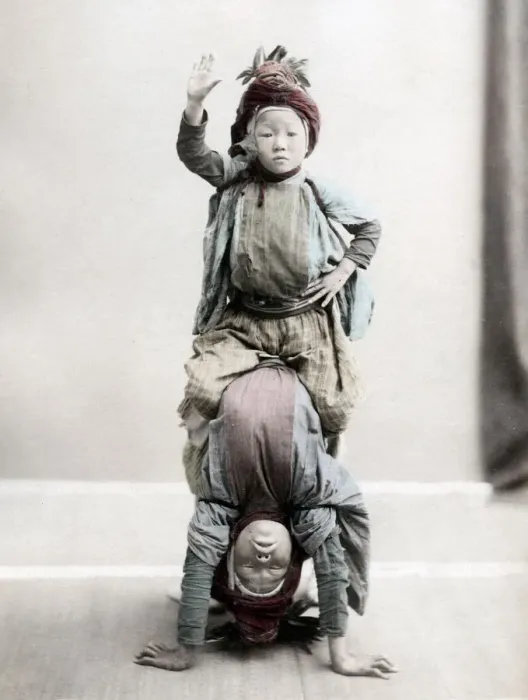 Framed Print : c. 1880s Japan - child acrobats or performers Framed Print : c. 1880s Japan - child acrobats or performers