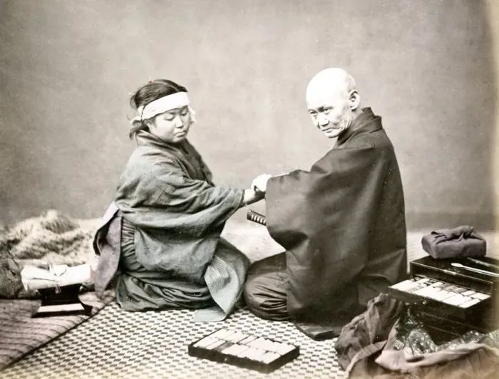 Framed Print : c. 1880s Japan - doctor and patient Framed Print : c. 1880s Japan - doctor and patient