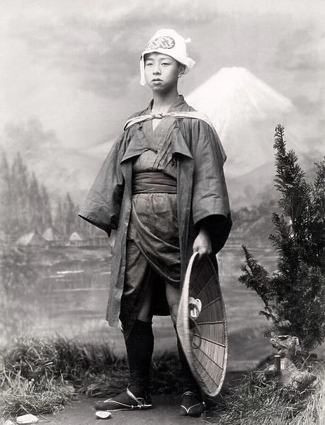 c. 1880s Japan - farm worker with his hat