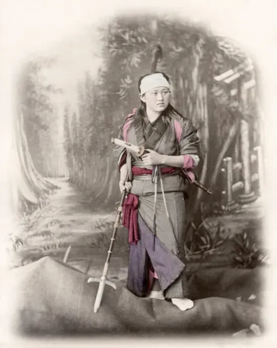 Framed Print : c. 1880s Japan - female warrior actor Framed Print : c. 1880s Japan - female warrior actor