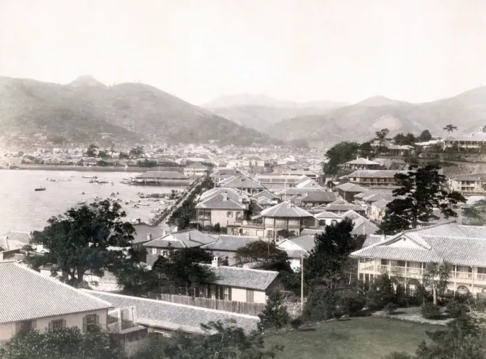 Framed Print : c. 1880s Japan - foreign settlement at Dejima Nagasaki Framed Print : c. 1880s Japan - foreign settlement at Dejima Nagasaki