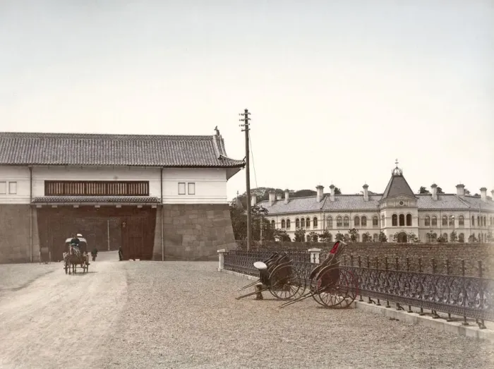 Framed Print : c. 1880s Japan - gate of Imperial Palace, Tokyo Framed Print : c. 1880s Japan - gate of Imperial Palace, Tokyo