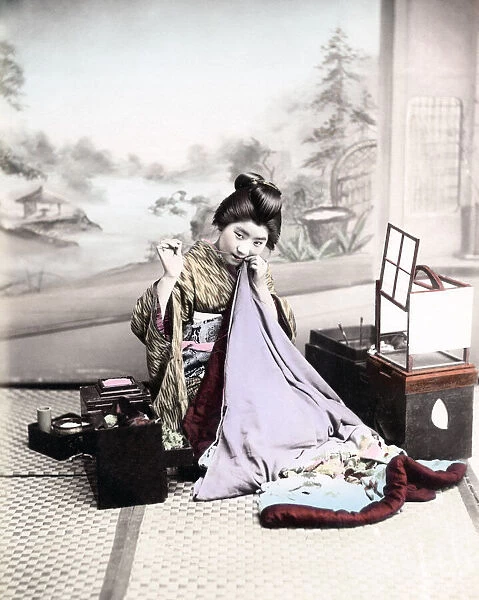 c. 1880s Japan - geisha sewing