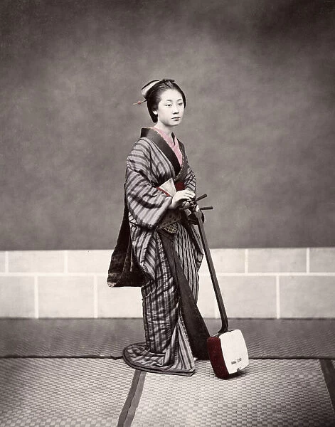 c. 1880s Japan - geisha with Shamisen