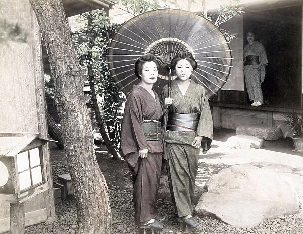 c. 1880s Japan - geishas outside tea house