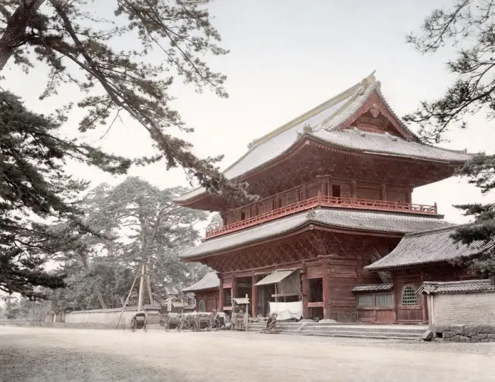 Framed Print : c. 1880s Japan - great gate, Shiba temple, Tokyo Framed Print : c. 1880s Japan - great gate, Shiba temple, Tokyo