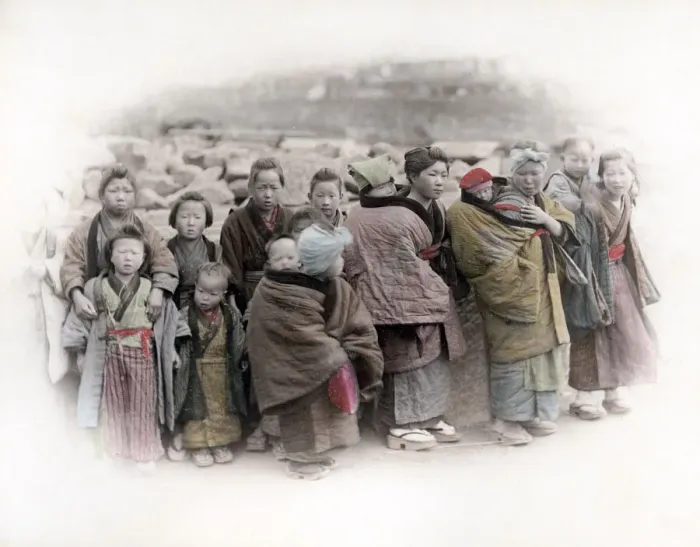 Framed Print : c. 1880s Japan - group of children Framed Print : c. 1880s Japan - group of children