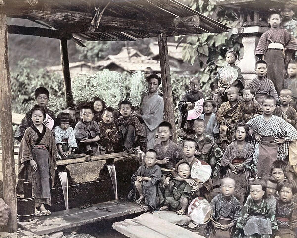 c. 1880s Japan - group of country children