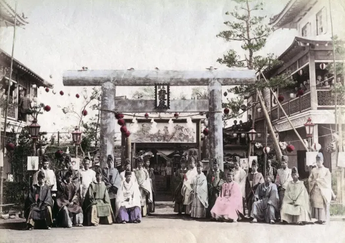 Framed Print : c. 1880s Japan - group of priests Framed Print : c. 1880s Japan - group of priests