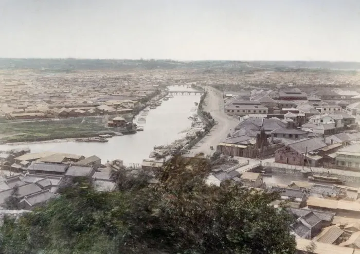 Framed Print : c. 1880s Japan - high angle view of Yokohama Framed Print : c. 1880s Japan - high angle view of Yokohama