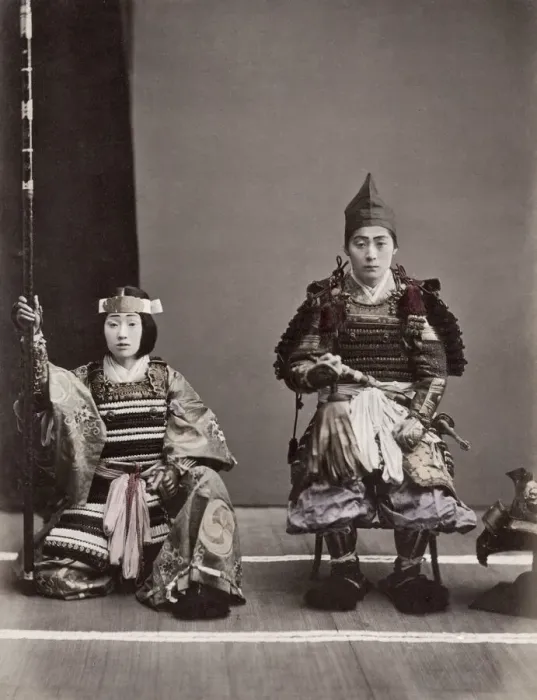 Framed Print : c. 1880s Japan - Japanese actors in costume Framed Print : c. 1880s Japan - Japanese actors in costume