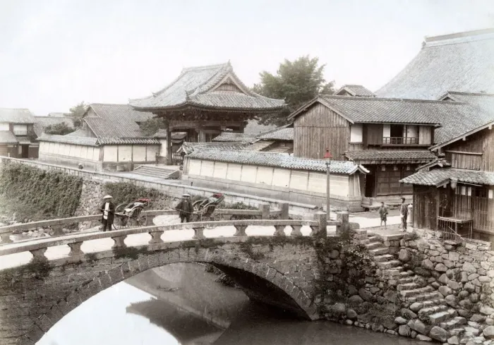 Framed Print : c. 1880s Japan - Kamiya-bashi bridge Nagasaki Framed Print : c. 1880s Japan - Kamiya-bashi bridge Nagasaki