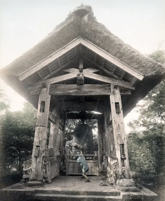Framed Print : c. 1880s Japan - large bell at Kamakura Framed Print : c. 1880s Japan - large bell at Kamakura