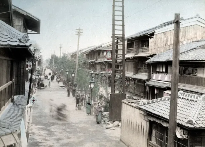 Framed Print : c. 1880s Japan - Matsushima Street in Osaka Framed Print : c. 1880s Japan - Matsushima Street in Osaka