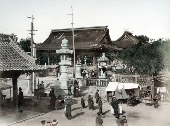 Framed Print : c. 1880s Japan - Nanko temple Kobe Framed Print : c. 1880s Japan - Nanko temple Kobe