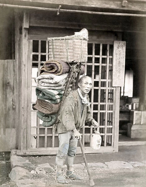 c. 1880s Japan - porter for pilgrims up Mount Fuji
