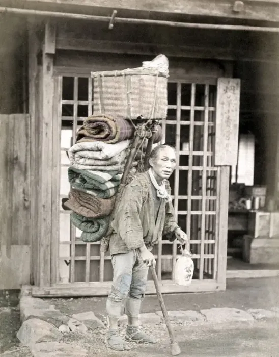 Framed Print : c. 1880s Japan - porter for pilgrims up Mount Fuji Framed Print : c. 1880s Japan - porter for pilgrims up Mount Fuji