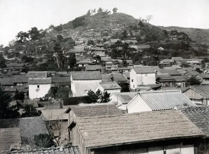 Framed Print : c. 1880s Japan - rooftop view, possibly Nagasaki Framed Print : c. 1880s Japan - rooftop view, possibly Nagasaki