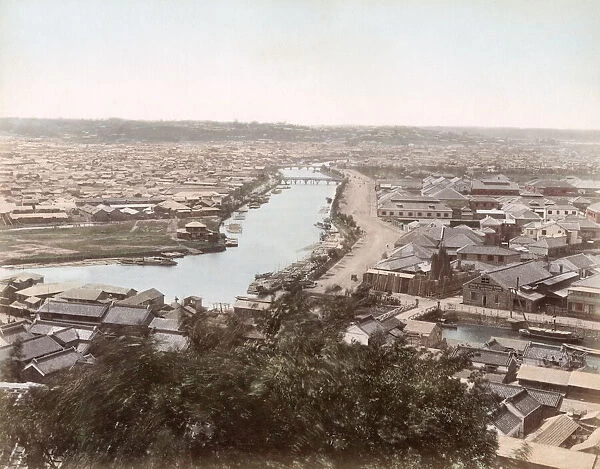 c. 1880s Japan - rooftop view of Yokohama