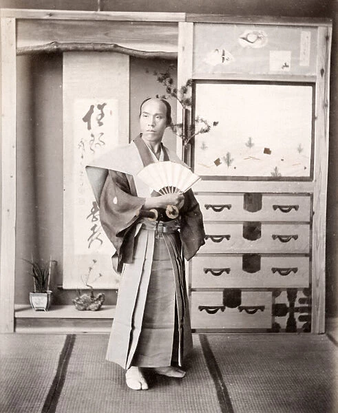 c. 1880s Japan - samurai with a fan