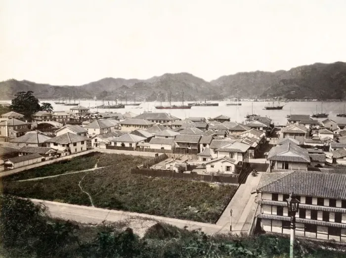 Framed Print : c. 1880s Japan - seafront at Nagasaki Framed Print : c. 1880s Japan - seafront at Nagasaki