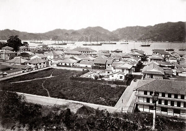 c. 1880s Japan - ships in Nagasaki harbour