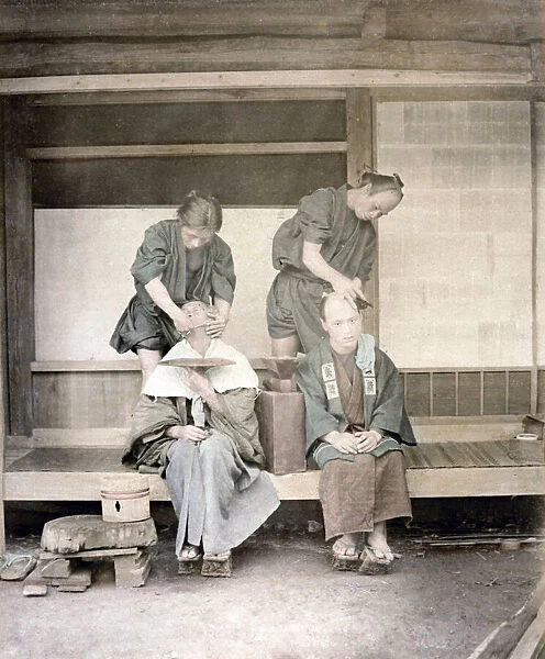 c. 1880s Japan - street barbers