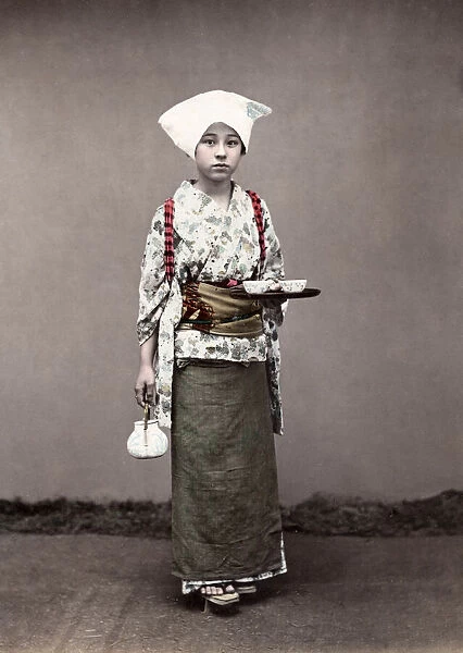 c. 1880s Japan - tea house serving girl