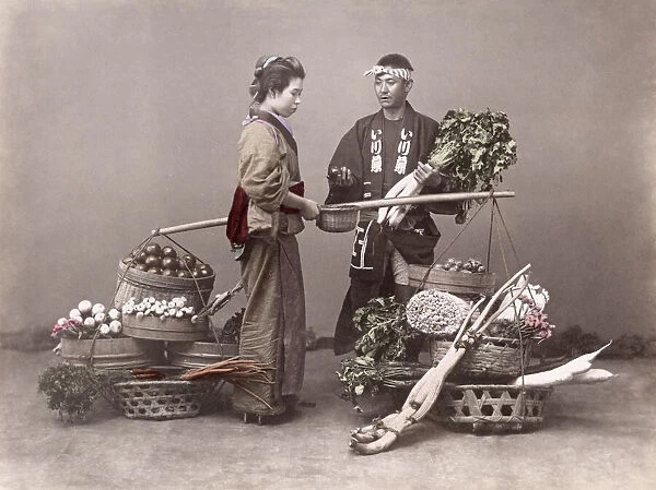 c. 1880s Japan - vegetable seller