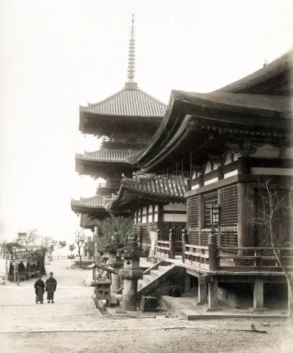 Framed Print : c. 1880s Japan - view of a Buddhist temple Framed Print : c. 1880s Japan - view of a Buddhist temple