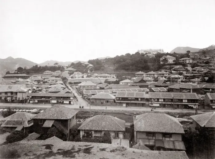 Framed Print : c. 1880s - Japan view of Nagasaki Framed Print : c. 1880s - Japan view of Nagasaki